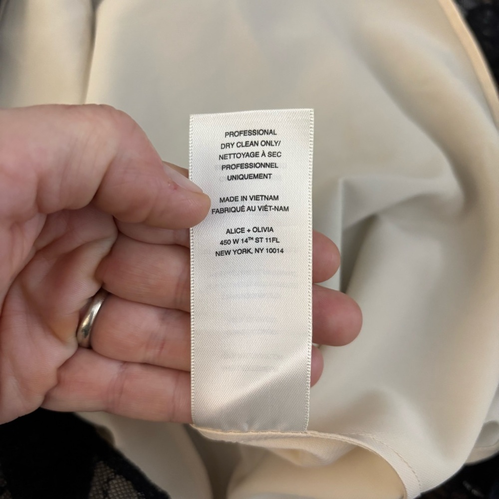 Alice Olivia Deena Drop Waist Lace Dress Black Natural Long Sleeve - Picture 6 of 9